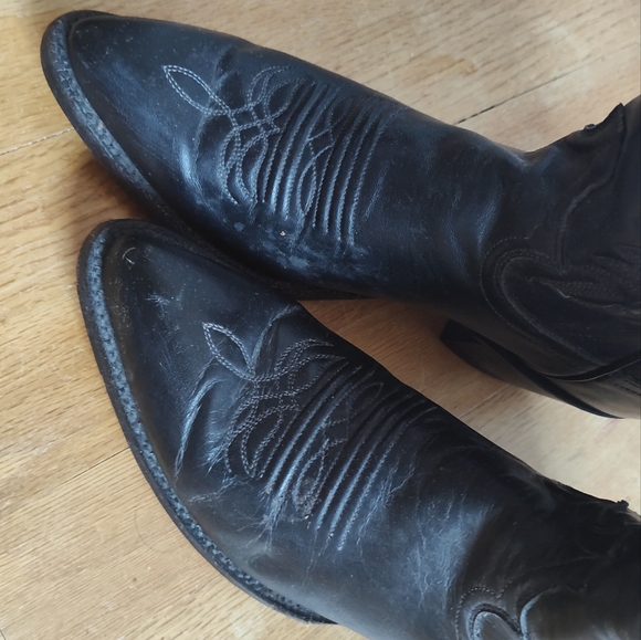 Vintage - Black leather Cowboy boots 'Justin' Very Good condition. Leather sole. - Picture 13 of 16